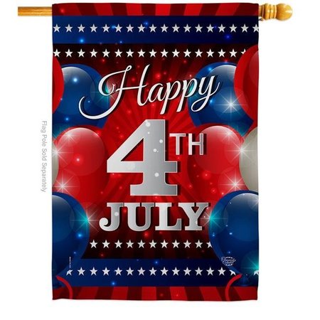 ORNAMENT COLLECTION Ornament Collection H192398-BO 28 x 40 in. 4th July Balloon House Flag with Patriotic Fourth of Double-Sided Decorative Vertical Decoration Banner Garden Yard Gift H192398-BO